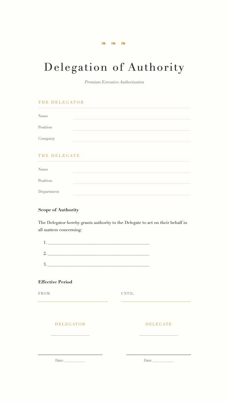 Luxury premium delegation of authority